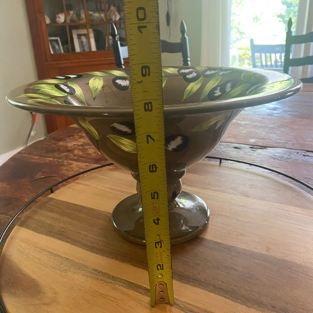 Gates Ware Extra Large Olive Pattern Ceramic Pasta/Salad Serveware Bowl - Picture 4 of 7